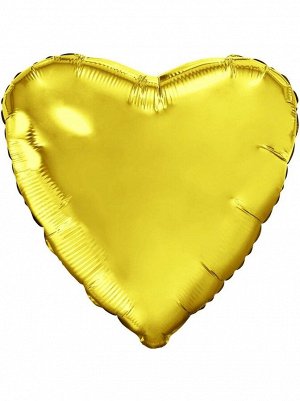 Фольга шар Сердце 9"/23 см цвет золото набор 5 шт Aqura с клапаном