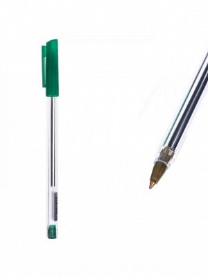 Ручка шариковая 0,7 мм зеленая корпус прозрачный стар29-298
