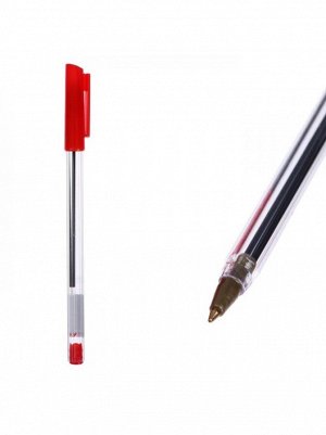 Ручка шариковая 0,7 мм красная корпус прозрачный стар29-246