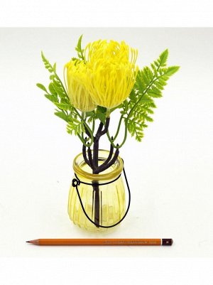 Хризантема цветок искусственный желтый 23см
