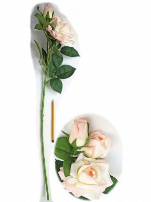 Роза ветка 3 цветка 80 см цвет нежно-розовый HS-37-10