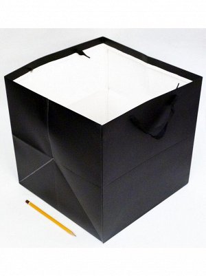 Пакет ламинированный 30 х30 х30 см квадрат цвет белый и черный HS-53-3