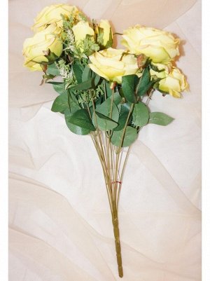 Букет роз пионовидных 12цв. желтый