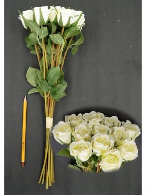 Роза букет из 12 шт 42см цвет белый HS-37-12