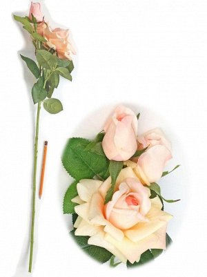 Роза ветка 3 цветка 80 см цвет розовый HS-37-10