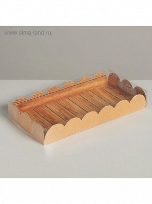 Коробка кондитерская 10,5 х21 х3 см с PVC крышкой Hand made