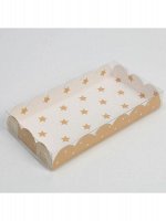 Коробка кондитерская 10,5 х21 х3 см с PVC крышкой Звездочки 1/5