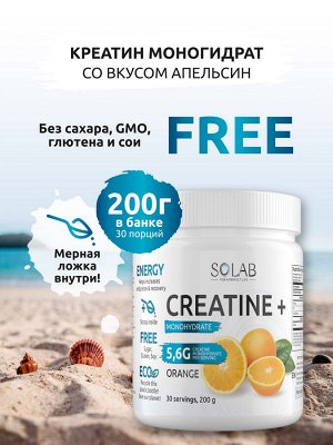 SOLAB Креатин моногидрат, Creatine Monohydrate, Вкус Апельсин