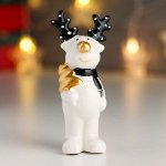Сувенир керамика &quot;Лосик, чёрный шарфик, золотая ёлочка&quot; 11,2х3,5х3,5 см