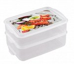 КОНТЕЙНЕР ДЛЯ ПРОДУКТОВ С ДЕКОРОМ &quot;FOOD  SYSTEM&quot; 2 СЕКЦИИ, 1,6Л + 1,6Л (бесцветный)