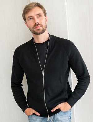 Джемпер тонкой вязки из хлопка на молни черный