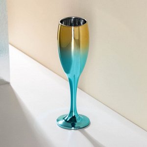 Бокал стеклянный для шампанского «Мераба», 200 мл, цвет сине-золотой градиент