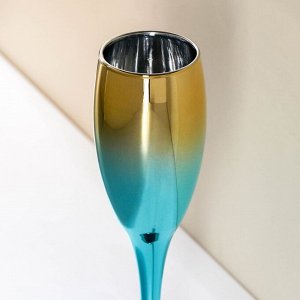 Бокал стеклянный для шампанского «Мераба», 200 мл, цвет сине-золотой градиент