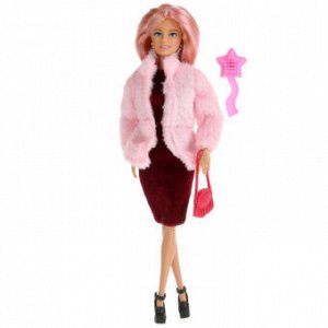 Кукла 29см София сингл в розовой шубе сумочка расческа в комплекте Крапуз 315372