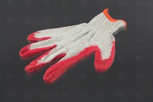 Перчатки Х/Б с прорезиненной ладонью красные (1 пара) ИТ