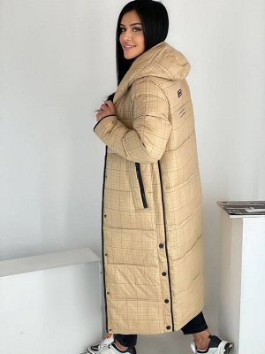 Пуховик двухсторонний длинный женский / куртка длинная зимняя женская