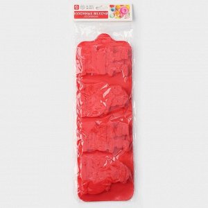 Форма силиконовая для леденцов Доляна «Дед Мороз», 36x12 см, 4 ячейки, с палочками, цвет МИКС