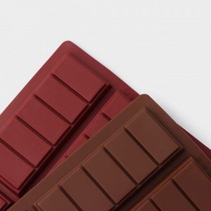 Форма для шоколада «Плитка», силикон, 26x17x1,5 см, 6 ячеек (11,3x4,4 см), цвет коричневый