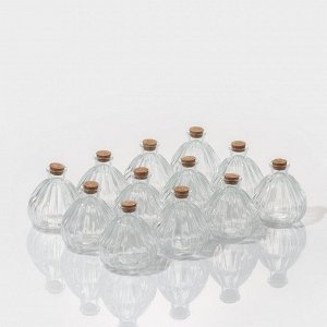 Набор стеклянных банок для сыпучих продуктов с пробковой крышкой Доляна «Парфе», 250 мл, 8,7x9,4 см, 12 шт