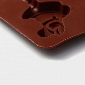 Форма силиконовая для леденцов Доляна «Детство», 24x9,5 см, 6 ячеек (5x4,6), с палочками, цвет коричневый