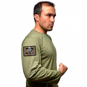Оливковая футболка с длинным рукавом и трансфером "Штурм-Z" на рукаве