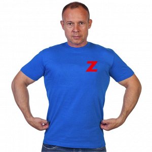 Васильковая футболка с термопереводкой Z, (тр. №6)