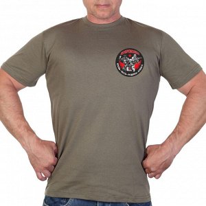 Оливковая хлопковая футболка с термоаппликацией "Доброволец Z, - Кровь. Честь. Родина. Отвага"