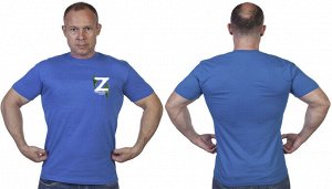 Васильковая футболка с термопринтом «Z» – поддержим наших!