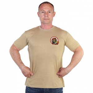 Песочная футболка с термотрансфером "Где отвага, там сила", (тр. №82)