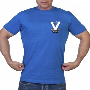 Васильковая футболка с термотрансфером «V», – Сила в правде!