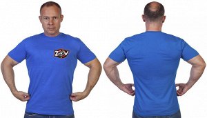Васильковая футболка с термотрансфером ZOV, (тр. №83)