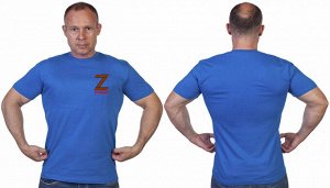 Васильковая футболка с термотрансфером Операция «Z», – За победу!