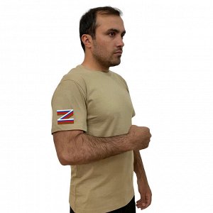 Практичная мужская футболка с литерой Z, - в цветах триколора с георгиевской лентой (тр. №65)