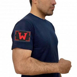 Синяя оригинальная футболка с термотрансфером "W"