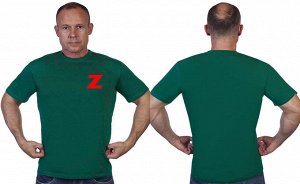 Зеленая футболка "Z" - За победу!, - с термотрансфером на груди