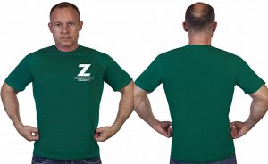 Зеленая футболка &quot;Z&quot; – поддержим наших!, - авторский трансфер на груди