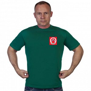 Зелёная футболка "Отважные", с трансфером (тр. 87)