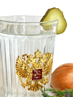 Стакан с гербом России, – спиртное можешь ты не пить, но патриотом быть обязан! №84