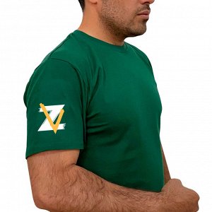 Зелёная футболка с буквами ZV на рукаве, (тр. №54)