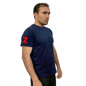 Тёмно-синяя футболка с буквой Z на рукаве, (тр. №6)