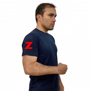 Тёмно-синяя футболка с буквой Z на рукаве, (тр. №6)