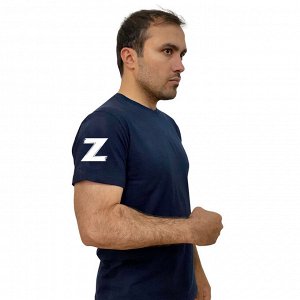 Тёмно-синяя футболка с символом Z на рукаве, (тр. №18)