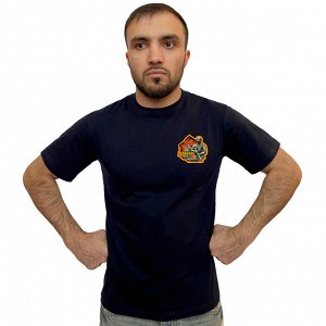 Тёмно-синяя футболка с термоаппликацией "Zа Донбасс", (тр. №77)