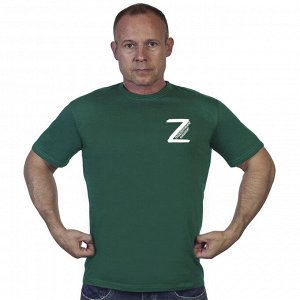 Зеленая футболка с символ «Z», - термотрансфер на груди, 100% хлопок