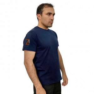 Тёмно-синяя футболка с термоаппликацией на рукаве Z, (тр. №35)