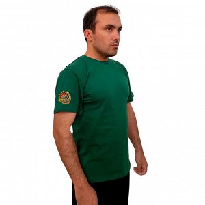 Зелёная футболка с термоаппликацией "Zа Донбасс" на рукаве, (тр. №77)