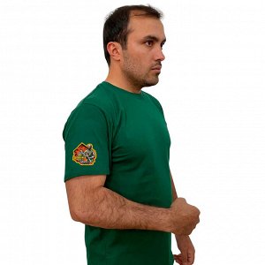 Зелёная футболка с термоаппликацией &quot;Zа Донбасс&quot; на рукаве, (тр. №77)