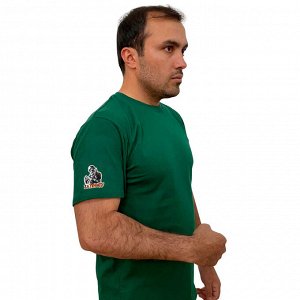 Зелёная футболка с термоаппликацией &quot;Zа праVду&quot; на рукаве, (тр. №64)