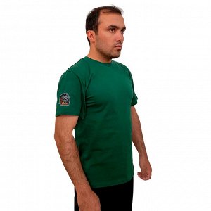 Зелёная футболка с термопереводкой "Zа Донбасс" на рукаве, (тр. №76)