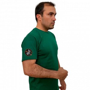 Зелёная футболка с термопереводкой "Zа праVду" на рукаве, (тр. №62)